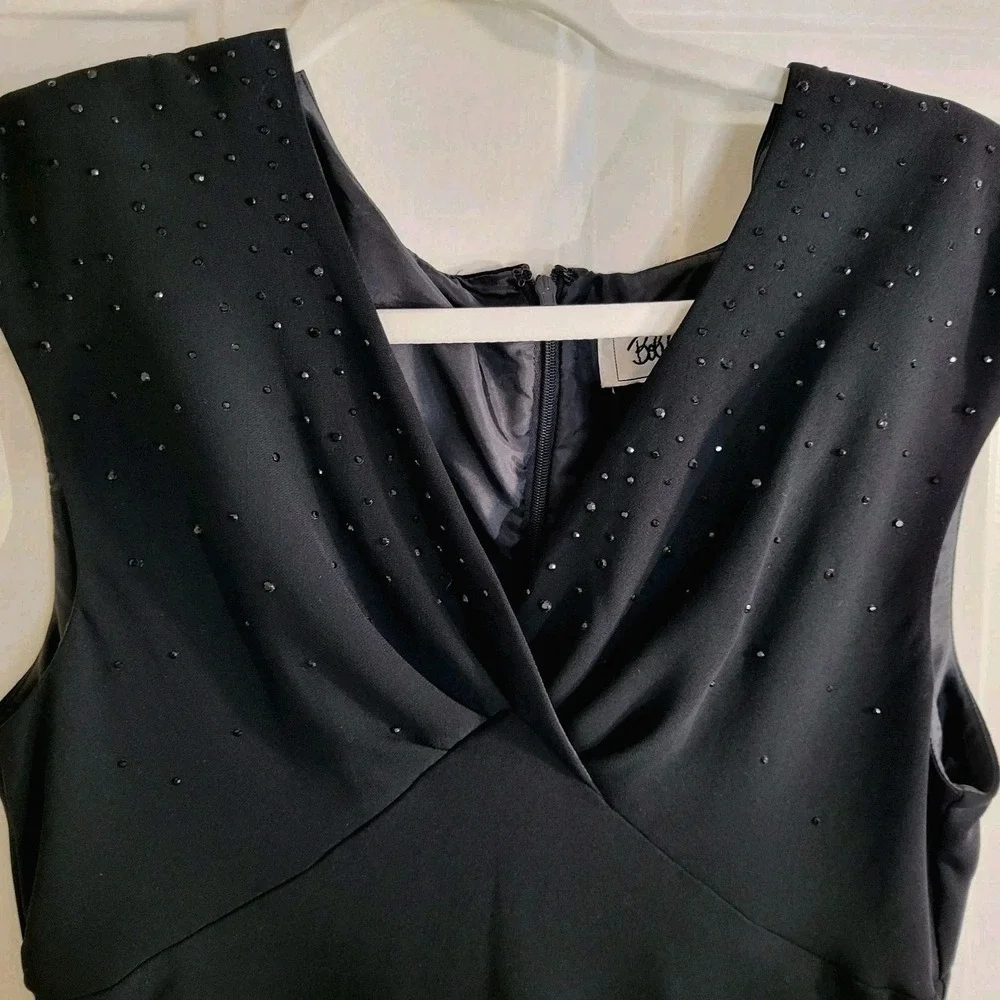 VTG Bob Mackie‎ Studio Black Beaded Formal Evening Dress Lined Petite 12P